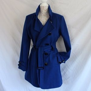Giacca blue winter coat with high collar